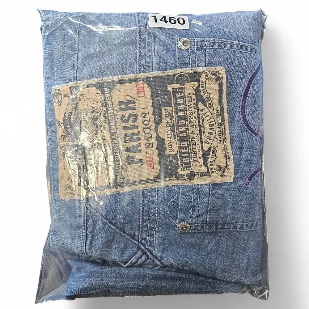 NWT‎ Parish Nation Denim Jeans Mens 40 Lavender Blue Embellished Pockets